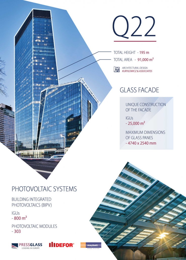 The Q22 scyscraper, or glass innovations - infographic (press material)